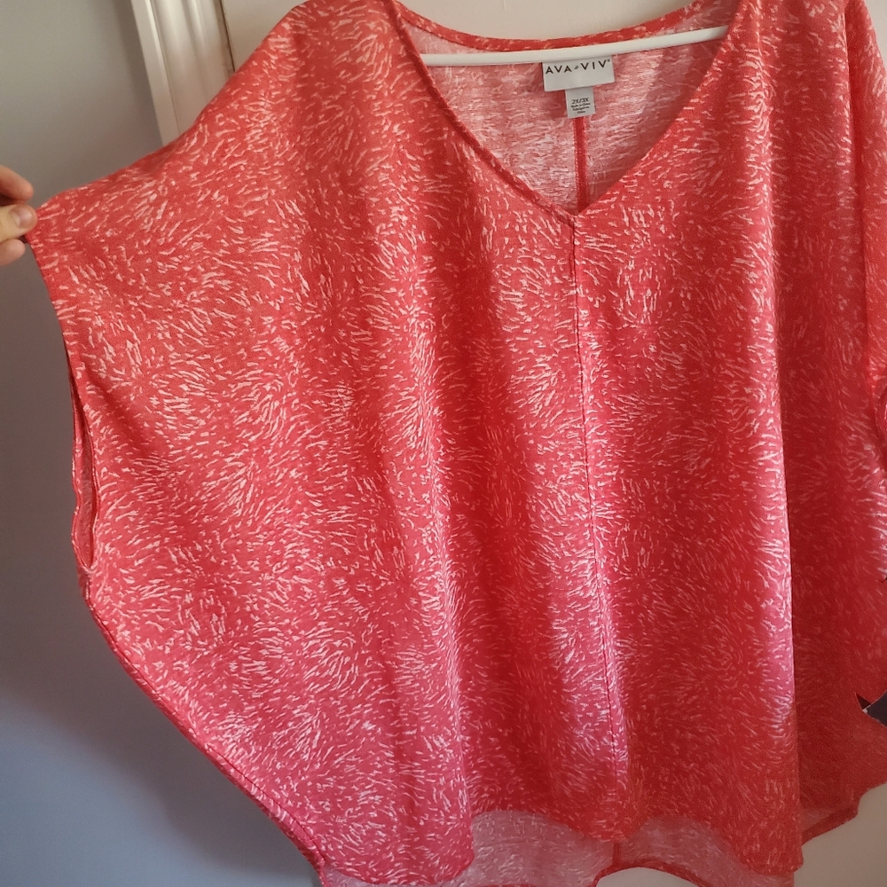 AVA & VIV Women's Bat Wing patterned shirt size 2x/3x NWT Coastal Resortwear - Picture 3 of 10